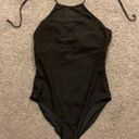 SO Vintage Halter Black Lace 1pc Swimsuit Bathing Suit Beach Summer Y2K sz XL Photo 0