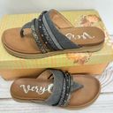 Very G NEW  Rose 2 Gray Canvas Thong Flats with Mixed Faux Leather Straps Photo 1