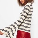 ZARA  Trafaluc crème/black striped ribbed long bell sleeve top Photo 0