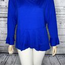 Isaac Mizrahi  Live! 2X Royal Blue Tiered Ruffle Peplum Hem Rayon Knit Top Blouse Photo 1