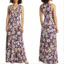 Loveappella  Floral Print Empire Waist Jersey Stretch Maxi Dress Size Small Photo 6