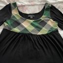 Forever 21 Vintage Y2K  Black Tunic with Green Plaid Detailing, size S Made in USA Photo 8