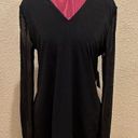 Carmen Marc Valvo NWT Carmen Marco Valvo V Neck Mesh Long Sleeve Blouse Top Photo 0