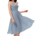 JJ's House  Size 8 A-Line V-neck Knee-Length Chiffon Lace Bridesmaid Dress NWT Photo 0