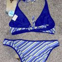 Patagonia Water Girl Blue Striped Bikini Set Photo 1