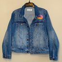 DL1961  Denim Jean Jacket Size L Blue Custom Patches Donut Ice Cream Applique Photo 3