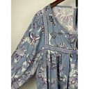 Lounge Beach Lunch  Blue Purple Peasant Top Border Floral Mumu Print Dress Sz L Photo 2