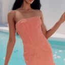 House Of CB  Mistress Rocks Coral Denim Strapless Mini Dress Size X-Small NWT Photo 1