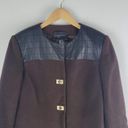 Etcetera  Cotton And Leather Coat Lined Brown Black Size 6 Photo 1