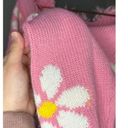 Daisy Just Polly Pink  Flower Cropped Raw Hem Distressed Sweater Size Medium Photo 10