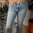 Mother High Waist Distressed Ankle Cropped Flare Jeans Light Wash Size 27 Photo 0