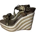 Brian Atwood  Shoes Leather Braided Espadrille Wedges Size Women's 6.5 (37) Photo 0