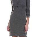 LA Made New  Striped Ribbed Knit Long Sleeve Henley Mini Dress Navy Grey Photo 0