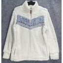 Weatherproof  Vintage Womens Faux Sherpa Pullover Sweater S Cream Chevron 1/4 Zip Photo 1