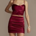 David's Bridal David’s Bridal Red Two Piece Satin Dress Photo 0