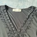 Vintage Havana  Crochet Deep V Neck Faux Wrap Long Sleeve Blouse Small Photo 5