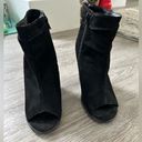 Bella Marie Open toe black suede bootie  Photo 1