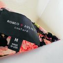 Romeo + Juliet Couture Peasant Top MEDIUM Floral Fringe Wide Sleeve Pink Black Photo 6