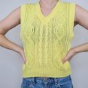 Vintage 70s Parrinello Yellow Cable Knit Sweater Vest Size M Photo 0