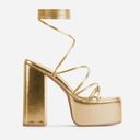 EGO  Mia Strappy Platform Heel Sandals in Gold Sz 6 Photo 2