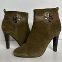 Tory Burch  Alaina Olive Green Suede Ankle Boots side zipper size 5.5 Photo 1