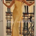 Yellow Satin Maxi Dress Photo 3