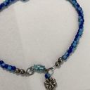 Handmade  blue bead flower anklet Photo 2