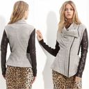 Elizabeth and James  KURT GREY BROWN LAMBS LEATHER SLEEVES ASYMMETRICAL JACKET M Photo 1