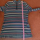 cj banks  Cotton Candy Stripe Stretch Knit 1/4 Zip Long Sleeve Top Photo 10