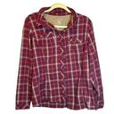 Mountain Hardwear  Blouse Women's Size 10 Plaid Outdoor Hiking Red Purple White Photo 0