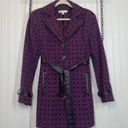 Krass&co NY &  Trench Coat Jacket Belted Classic Purple Geo Print Size Medium Photo 0