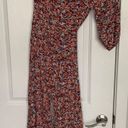 American Eagle Women’s XS  Multi Floral One Shoulder Slit Tie Waist Midi Dress Photo 1