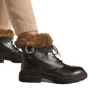 Shoedazzle  Kleio Combat Boots Faux Fur Trim Chunky Lug Sole Black Photo 0