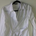 Natori cotton poplin side drape button doown Blouse White Photo 10