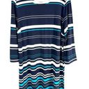 Crown & Ivy Crown Ivy Plus Size XL Dress Navy Blue Striped Long Sleeve Knee Length Shift 566 Photo 0