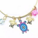 Boutique Beaded Sea Turtle Charm Colorful Bangle Bracelet Photo 1