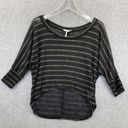 Kirra  Black Gold Thin Dolman Sleeve Blouse High Low Short Sleeve Size Small Photo 7