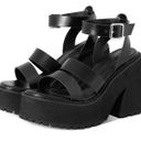 Steve Madden Black Open-Toe Chunky Block High Heel Platform Sandals, Size 8 Photo 0