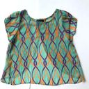 fab'rik  Blouse Small? Sheer Swing Back Flowy Abstract Artsy Festive Retr… Photo 9