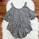 Romeo + Juliet Couture Romeo + Juliet Gray and Ivory Cold Shoulder Striped Blouse Size Small Photo 1