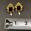 Onyx Vintage Avon Gold Tone Faux  Pearl Dangle Pierced Earrings 70 80 60 Y2k Retr Photo 3