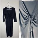 London Times  Black LBD Ruched Sheath Plunge V-Neck Slinky Dress Size 6 Medium Photo 2