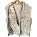 Banana Republic VINTAGE  Bush Vest Hoodie Tan Khaki Cargo Zip Pockets Safari XL Photo 7