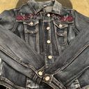 Christopher & Banks  embroidered Denim Jean Jacket Floral Soft Fabric size S Photo 5