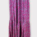 Sabina Musayev Truly Metallic Maxi Dress Pink Blue Floral Lace Up Back Size XS Photo 6