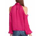 Ramy Brook NWT  Julia Ruffled Cold Shoulder Passion Pink Satin Top S Photo 1