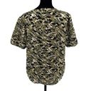 T Tahari  Womens Burnout Boxy Camo Abstract Short Sleeve Top Olive Medium NWT Photo 4