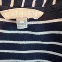 Athleta  Silk Cashmere Retreat Navy/White Striped Front Wide Open Cardigan SxS Photo 3