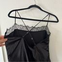 Meshki  Satin Lace Trim Black Slip Mini Dress NEW Size Large Photo 4
