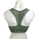 Aerie  Olive Green Eyelet Floral Lace Crochet Racerback Bralette Bra Top Size S Photo 1